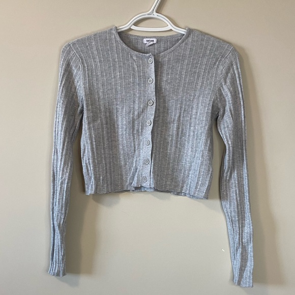 Garage Button Down Knit Crop - Picture 1 of 2